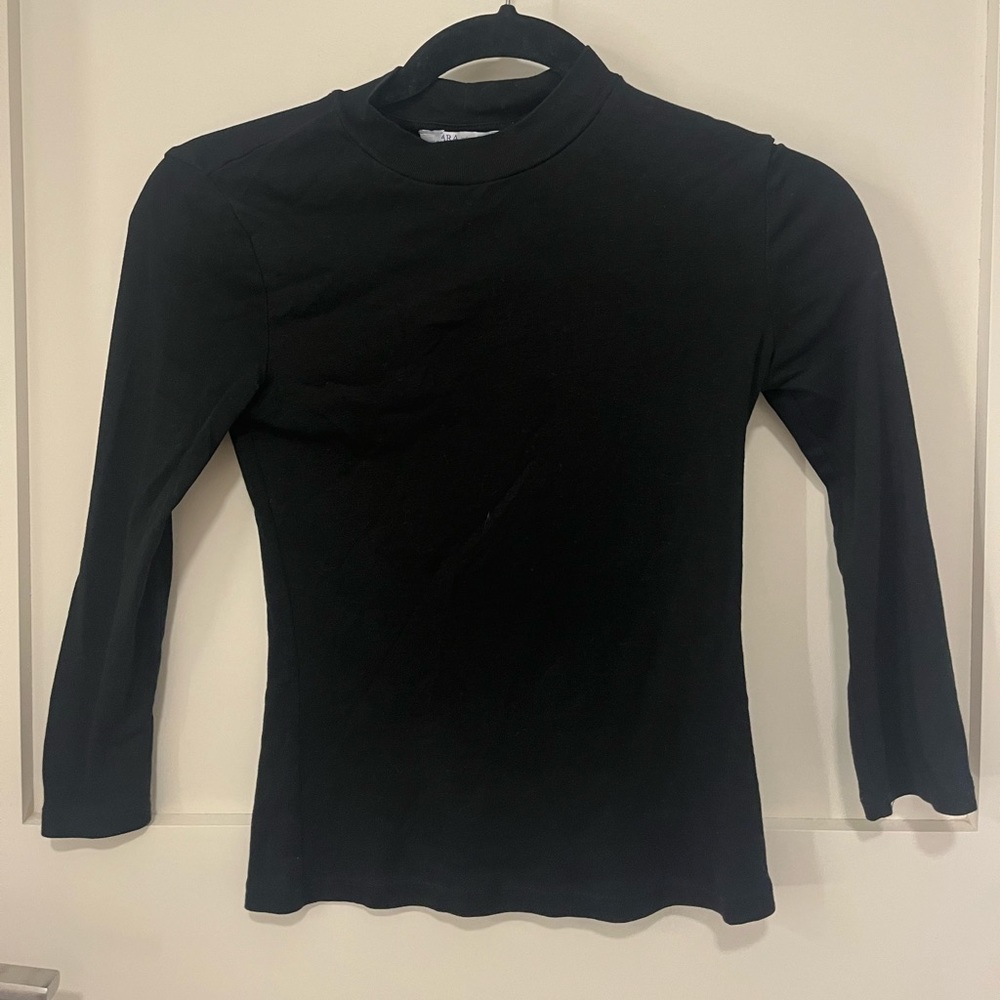 Zara Basics three-quarter sleeve tops with mock necks